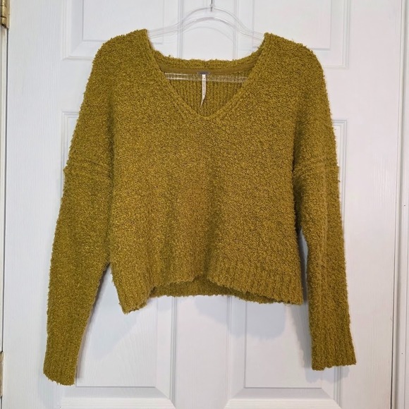 Free People Size XS Finders Keepers V-Neck Sweater Oversized Slouch Athens Moss - Picture 2 of 9